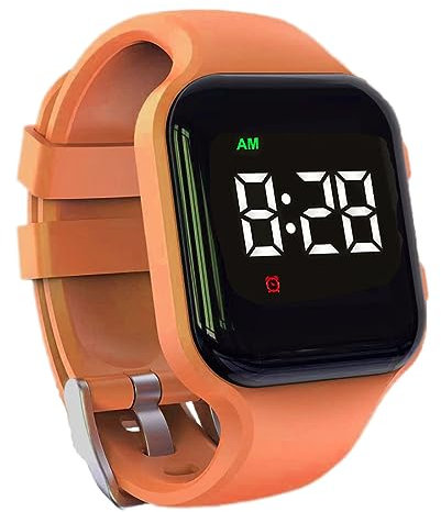 e-vibra Wasserfeste Vibrations-Wecker, 15 Wecker, Uhr mit Sperrbildschirm, wie eine Toilettentrainingsuhr (Orange Square)