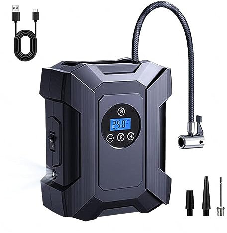 Luftpumpe FüR Autoreifen, 150 PSL,6000mah,Kabellos Und Tragbar, Tragbare Luftpumpe Mit Led Licht,Digitalanzeige, Reifen Luftpumpe, Starke Akkulaufzeit,Schnelles Aufpumpen