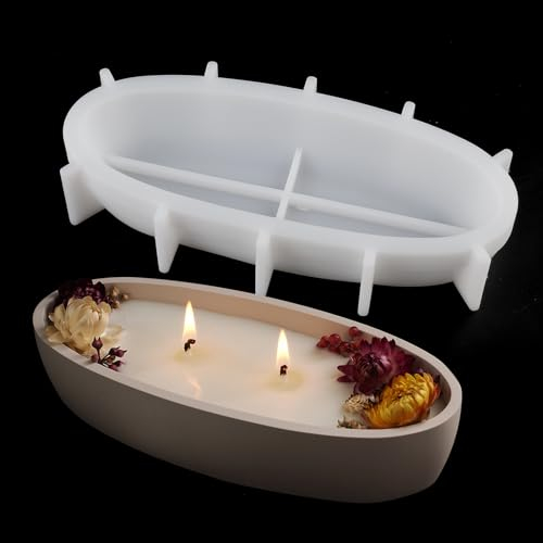 EPODA Moule Silicone Plateau Bougeoir, Moule de Coulée en Silicone Resine pour Bougeoir, pour Photophore, Décoration de Table,plâtre, Bougies DIY, vase, pot de Fleurs