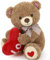MorisMos 35cm Teddy Plüschbär mit Herz Rot -klein Teddybär Plüschteddy, weich Kuscheltier Stofftier Schmusetier für Mädchen Babys