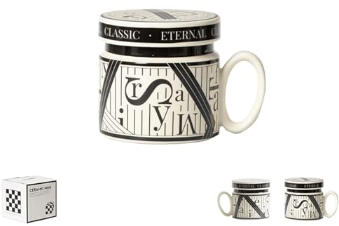 zhosyym Kaffeetasse, handgefertigte Keramiktasse, dickwandig, mit Griff und Deckel, langlebig, spülmaschinen- und mikrowellenfest, für Damen und Herren, Büro, Arbeit, Geburtstag, Geschenk (Buchstabe,