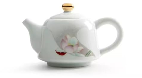Tetera de té, tetera Qinglian de cerámica blanca, juego de té de Kung Fu, tetera individual con filtro para el hogar, tetera china hecha a mano (A)