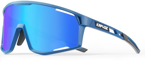 KAPVOE Polarisiert Radfahren Brille Sport Sonnenbrille Männer Frauen Outdoor MTB Baseballgläser UV400 Cycling Eyewear Blau K180