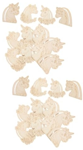 HEMOTON 48stücke Einhorn Holzschneider Unlackierte Holzscheiben Für Kreative Und Bastelarbeiten Für Heimdekoration Und Bastelprojekte