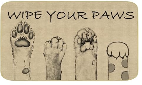 comfoyar Wipe Your Paws Zerbino Decorativo, Tappeto Gatto Carino Antiscivolo Tappetino da Pavimento Benvenuto per interni esterni Ingresso, Patio, Garage 43 x 75 cm
