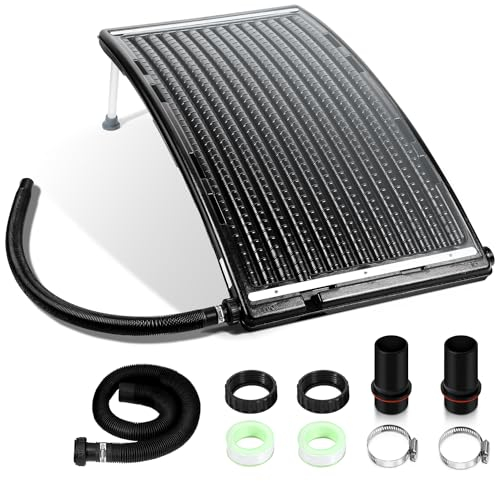 Fiqops 2 calentadores solares para piscina, panel solar de 110 x 65 x 15 cm, calefacción solar de 10000 L/H, conexión de 38-40 mm, sistema solar para agua caliente, ducha de jardín, piscina, colector