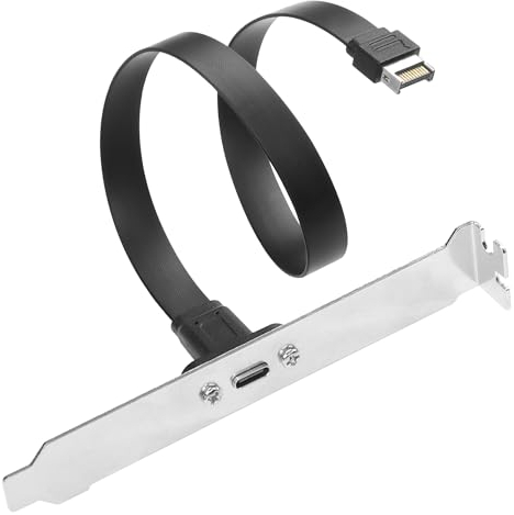 SinLoon USB 3.1 Front Panel Header Type-C Extension Cable with Panel Mount Screw 10 Gbps Type-E 20Pin Male to USB-C Female Adapter Cable with Full Height Bracket,30cm/11.8inch (1 Port)