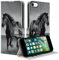 Coalbooliy Hülle für Apple iPhone SE 2022/ SE 2020/7/8 Hülle 4,7,Handyhülle mit Muster Leder Klapphülle Kartenfach Wallet Schutzhülle, Standfunktion Stoßfeste Case für iPhone 7 Cover, Schwarzes Pferd