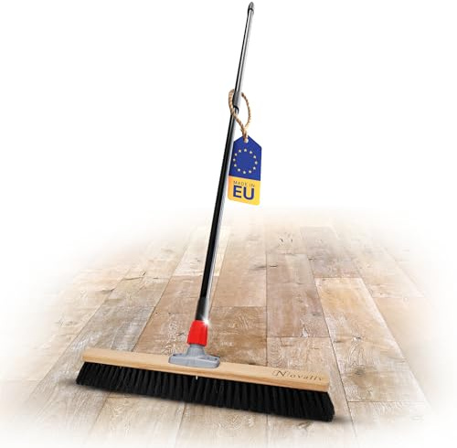 Novaliv Großer Besen mit Teleskopstiel und Kunstborsten, 60 cm, Werkstatt- und Hallenbesen