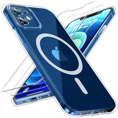 TOCOL für iPhone 12 Hülle für Magsafe, Vollständiger Kameraschutz Nie Vergilbung Stoßfest Kratzfest Magnetisch Handyhülle für iPhone 12 Case, Transparent