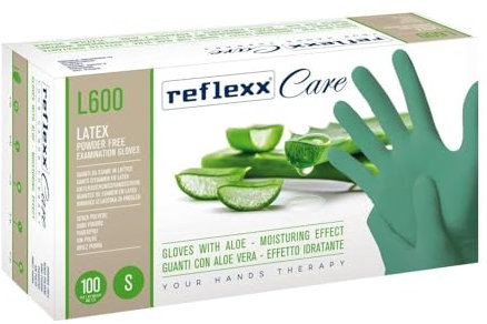 REFLEXX L600 300/1000 Guanti in LATTICE VERDI CON ALOE VERA - 6,2 GRAMMI - VARIE TAGLIE OFFERTA - settore odontoiatrico guanti dentista (1000 pezzi Taglia L)