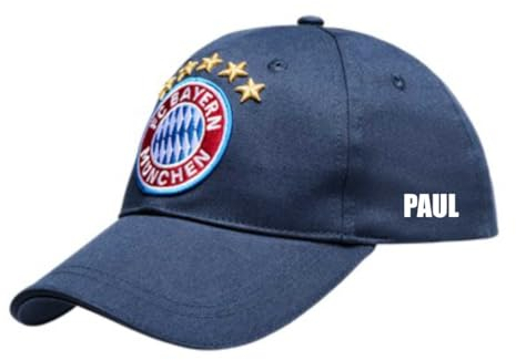 FC Bayern München Kinder Cap - Personalisiert mit Name - Baseballcap Kappe Jungen blau