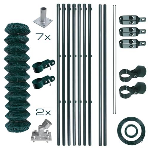 ESTEXO Gartenzaunset Gartenzaun Zaunset Maschendraht Set Aufschraubhülsen Komplett-Set Maschendraht-Zaunset (1,5 x 15 m)