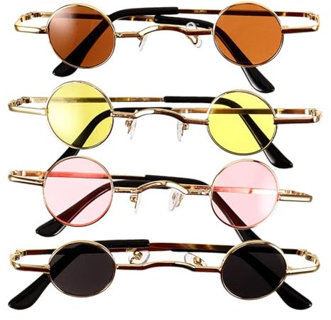 VALICLUD 4 Stück Retro Runde Sonnenbrille Steampunk Kreis Sonnenbrille Vintage Polarisierte Brille Punk Brille Für Männer Frauen Unisex