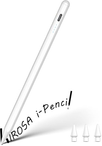 KIROSA Stift für iPad 2018-2024, Pencil 2. Generation Mit Handfläche Ablehnung & Neigung, Kompatibel Mit iPad 10-6, Mini 6/5, Air 5/4/3/M2, Pro 11''/12,9''/M4 (Weiß)