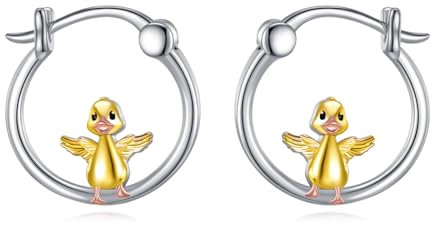 Ente Ohrringe für Damen 925 Sterling Silber Ente Creolen Ohrringe Ente Schmuck Geschenk