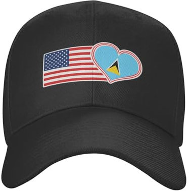 Unisex Basecap Usa-Amerikanische Und St. Lucian Saint Lucia Flagge Baseball Kappe Mütze Leicht Visier Hut Baumwolle Hysteresenkappe Für Angeln Laufen Reisen