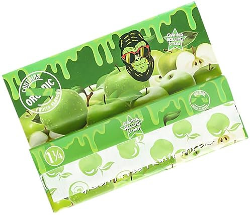 1 1/4 LONGPAPERS MIT TIPS | 78mm Long Rolling Papers King Size Longpapes mit Paper Filter Tips | Tabak Rolls Set for Cones Smoking Slim Zigaretten Rollbox | 1000 PAPES (APFEL)