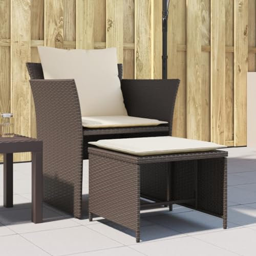 Xichuzi Gartenstuhl mit Fußhocker Braun Poly Rattan, Gartensessel, Campingstuhl, Terassenstühle, Gartenmöbel, Balkon Stühle, Balkonstuhl - 368617
