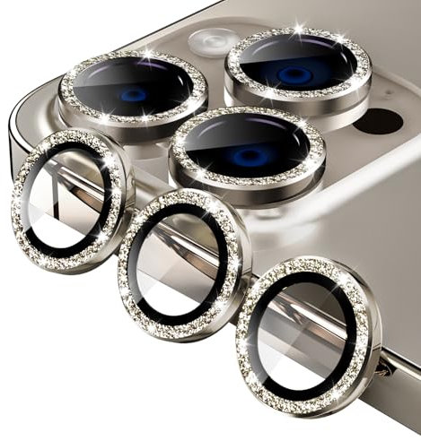 Jeluse Confezione da 3 protezioni per obiettivo della fotocamera per iPhone 16 Pro Max/iPhone 16 Pro/iPhone 14 Pro Max/iPhone 14 Pro, pellicola protettiva in vetro temperato 9H [kit di allineamento]