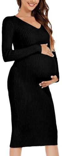 Femme Robe Pull Hiver Chaud Confortable De Maternité Femme BéBé Allaitant Enceinte Grossesse Robe Tricot Manche Longues Grand Taille Dress