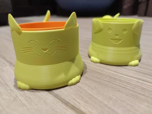 Pots de Fleurs Géométriques Origami en Forme de Chat, Ensemble de 2, Vert