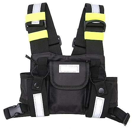 BAHJKASD Ceinture pectorale bidirectionnelle support radio holster d'épaule gilet rig poche avant radio port réfléchissant pour C