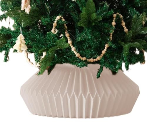 Ancsttu Weihnachtsbaum-Rock-Kragen, Weihnachtsbaum-Ring - Sockelabdeckung für Weihnachtsbaumständer aus Papier - Bauernhaus-Baumringhülle, Elegante Urlaubsdekoration