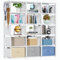 Tienily Book Shelf, Cube Storage Organizer, DIY Bookcase, Portable Metal Bookshelf, Tall Book case for Bedroom, Living Room, Study Room, Office, Closet, Black Cubicle Rack (White, 15-Grid)