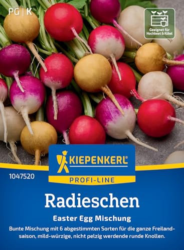 Kiepenkerl Profi-Line Radieschensamen Easter Egg Mischung 1047520 - Bunte Radieschen Kombination für Topf & Hochbeet, 6 Sorten für vielseitigen Genuss