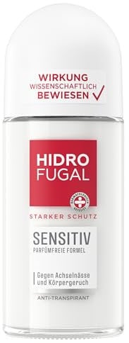 Hidrofugal SENSITIV Roll-on, fuerte protección antitranspirante para pieles sensibles, desodorante sin perfume sin alcohol etílico contra la humedad de las axilas y el olor corporal (50 ml)