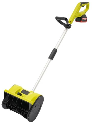 Spazzaneve batteria, 1200 W, pala da neve senza fili con batteria e caricabatterie, larghezza di 16 cm, distanza di lancio 8 m, per la rimozione della neve di garage, terrazze, verande