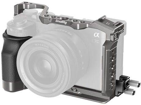 SMALLRIG HawkLock 5198 - Juego de jaula de cámara de liberación rápida para Sony A7C II/A7CR con mango de silicona integrado, jaula de acceso completo para Sony Alpha 7C II / Alpha 7CR con abrazadera