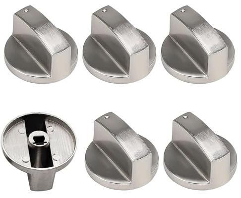 VZU 6 PCS 0° Universal Gas Stove Knob Set, 6MM Cooker Replacement Knobs, Precise Temperature Control, Durable Metal Surface Switch Control Stove Adaptors Knobs for Kitchen Cooktop Gas Stove Ovens