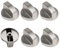 VZU 6 PCS 0° Universal Gas Stove Knob Set, 6MM Cooker Replacement Knobs, Precise Temperature Control, Durable Metal Surface Switch Control Stove Adaptors Knobs for Kitchen Cooktop Gas Stove Ovens