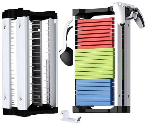 Gevvnss Supporto Universale per Giochi,46 Torre di Archiviazione per Giochi per PS4/PS5/Xbox/Nintendo Switch con 2 Supporti per Controller,Supporto Vertical & Orizzontale per Accessori di Gioco