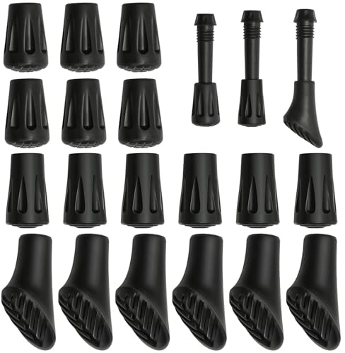 18 Stück Nordic Walking Stöcke Gummipuffer rutschfeste für Alle Gängigen Nordic Walking Wanderstöcke, Gummipuffer für Wanderstöcke Asphalt Kies Berge Wandern Gummistopper Aufsätze, 3 Stiles