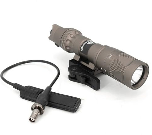 HATSEN M323V-IR Flashlight with 500 Lumens White LED + IR Illuminator, with Remote Pressure Switch & Quick-Release Throw-Lever Picatinny Offset Mount, Tan