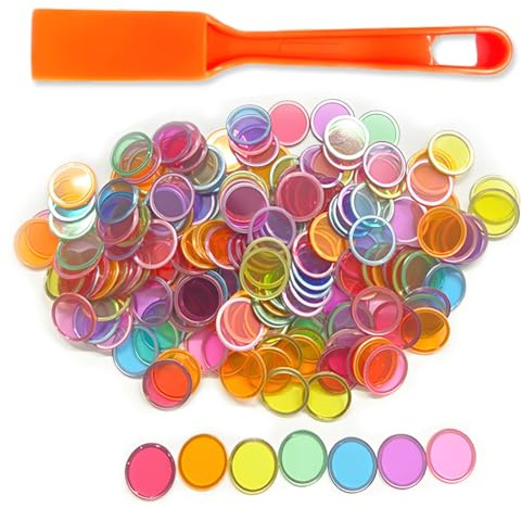 DIFLAX Magnetische Stäbe und Bingo Chips Set Magnetstab 100 Metall Ringed Discs Wissenschaft STEM Kit Lernzubehör Familie Spiel Nacht Lotto Token(Orange Set)