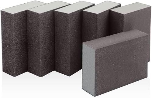 UDJKSHAL Papier de Verre for Bois, Blocs de ponçage, Lot de 6 Blocs éponges de ponçage Flexibles - Grain 60-220 for Bois, tampons abrasifs lavables et réutilisables, secs et humides(220#)