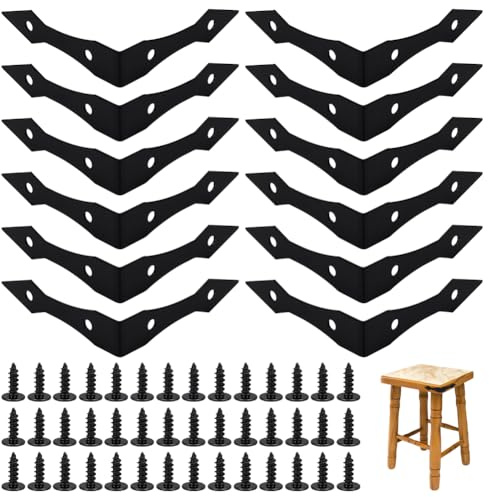BENECREAT 12pcs Furniture Metal Corner Decorative, 101x101x22mm/4x4x0.8 Inch Black Decorative Corner Brackets, Corner Guards Protectors for Farmhouse, Barn Door, Cabinet, Wood Frame