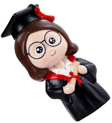 Toddmomy Abschlussfest Tortenfigur für Absolventen aus Kunstharz Realistische Cartoonfigur als Partykuchendekorationen für Desserttisch und Lernzimmer