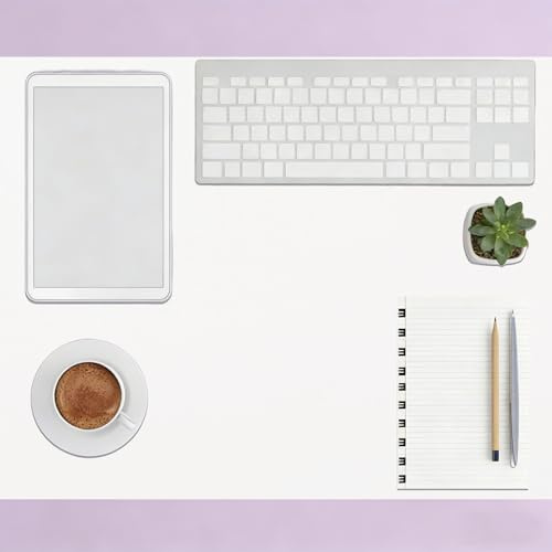 Tapis de Bureau 70 x 90 cm Antidérapant Tapis de Souris de Jeu Facile à Nettoyer Durable pour Le Bureau et La Maison, Blanc