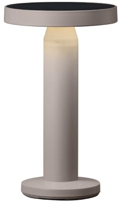 Luxus Europe - Tischlampe Solar Rio Taupe - Kabellose LED-Solar-Tischlampe für den Außenbereich – Solarbetrieben & USB-C wiederaufladbar – Dimmbar – IP44 spritzwassergeschützt