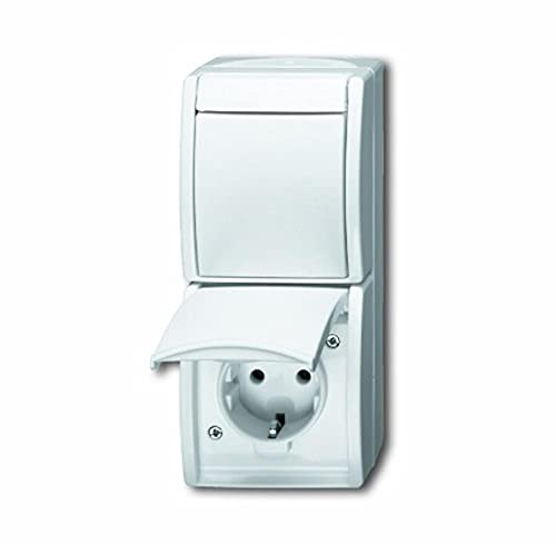 Busch-Jaeger 2601/6/20 EW-54 Kombination SCHUKO® Steckdose, mit Wippschalter Aus- und Wechselschaltung (Thermoplast) Alpinweiß Ocean® (IP 44) 2CKA001684A0327