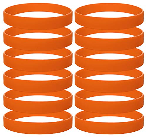 GOGO 12 Pezzi di Braccialetti di Gomma per Bambino, Braccialetti in Silicone, Accessori per Feste, Braccialetto Elastico Multicolore - Arancia