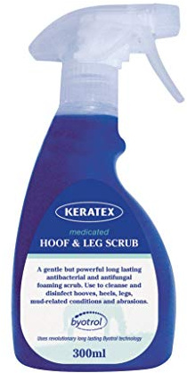 Keratex Medicated Hoof & Leg Scrub, Horse Care and First Aid, 300ml, Clear