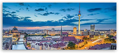 ge Bildet Bilderdepot24 hochwertiges Leinwandbild Panorama - Berlin Skyline - Deutschland - 100 x 40 cm einteilig 1007
