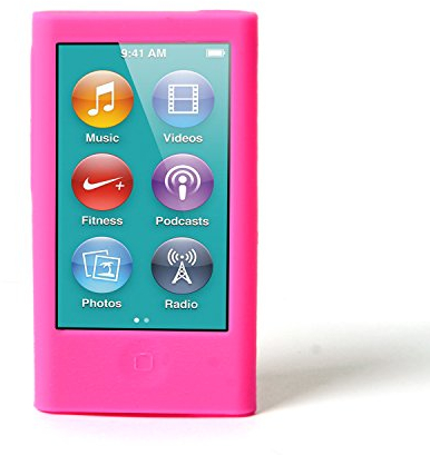 ColorYourLife Silikon-Schutzhülle für iPod Nano 8. Generation (7. Generation), mit Reinigungstuch, Hot Pink