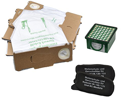 Vorteils Set 12 Microvliesbeutel + 2 Geruchsfilter + 1 Hygienefeinfilter kompatibel mit Vorwerk Kobold VK FP 130 131 131SC VK130 VK131 FP130 FP131